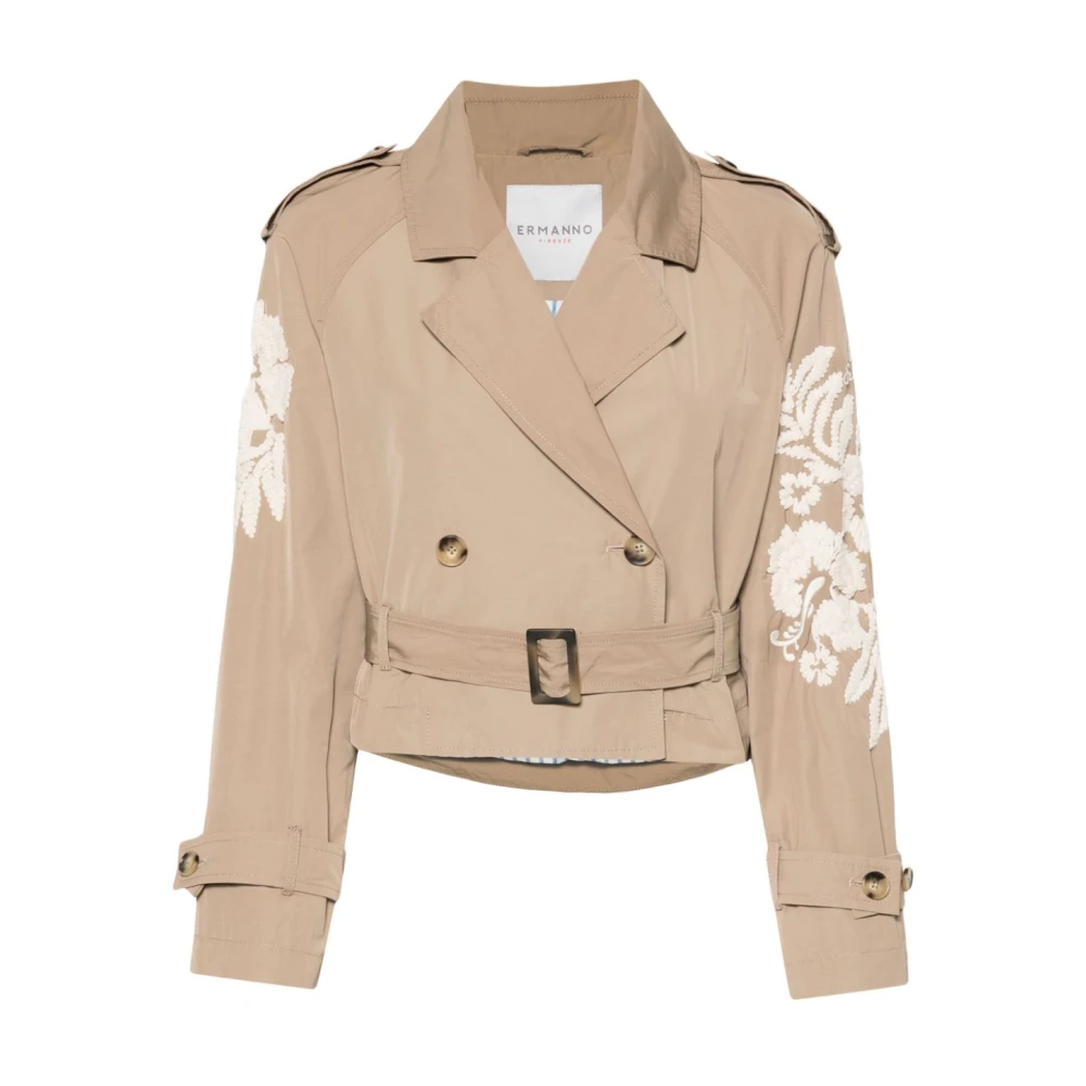 Ermanno Scervino Beige Bloemen Geborduurde Jas Beige Dames