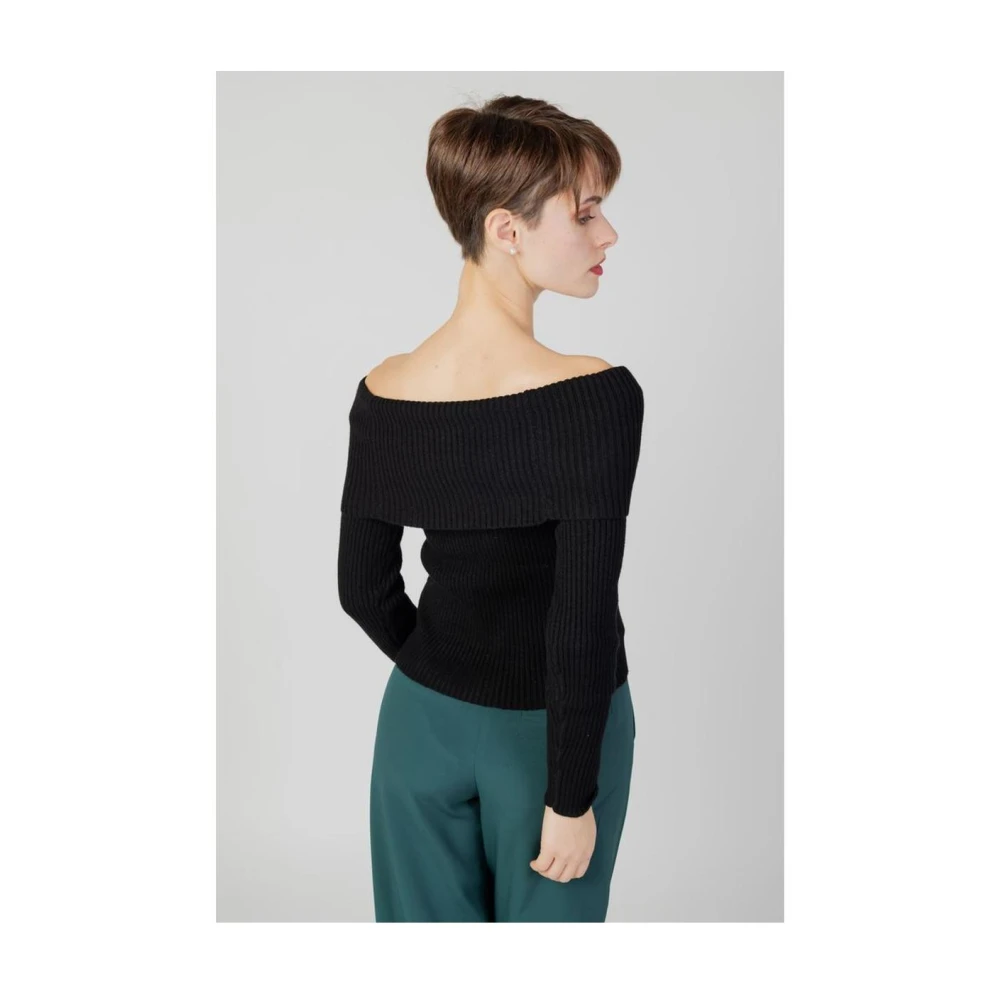 Only Zwarte Viscose Gebreide Trui Black Dames