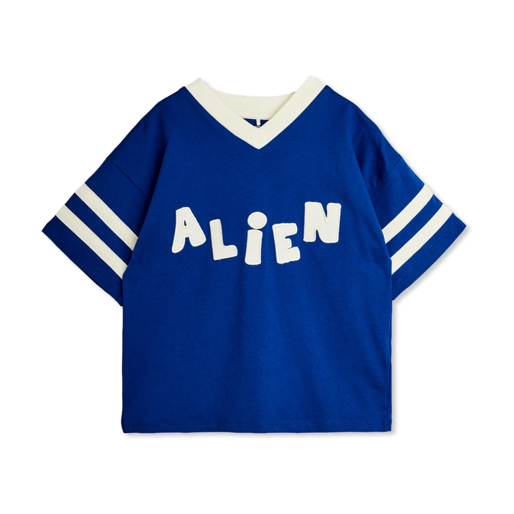 Mini Rodini Unisex Kids Blue Kids Short Sleeve T-Shirts, 4 Y, V-Neck T-Shirt