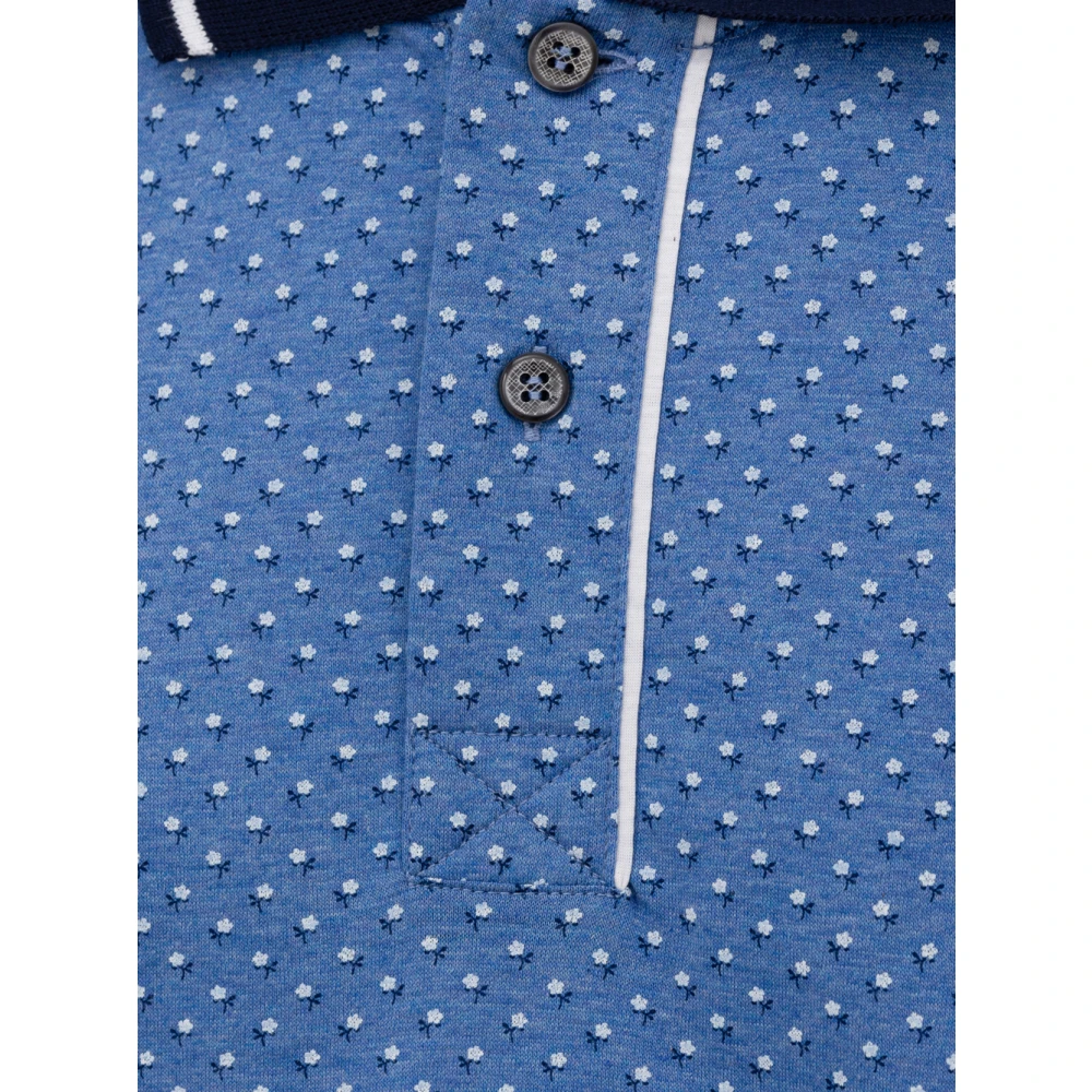 Canali Polo Shirt Korte Mouw Blauw Wit Blue Heren