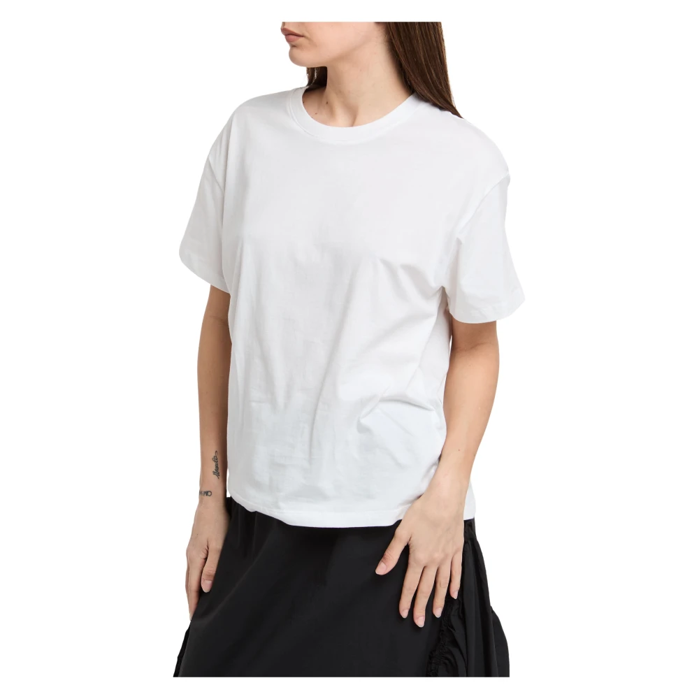 Manila Grace Witte Katoenen Half Sleeve T-shirt White Dames