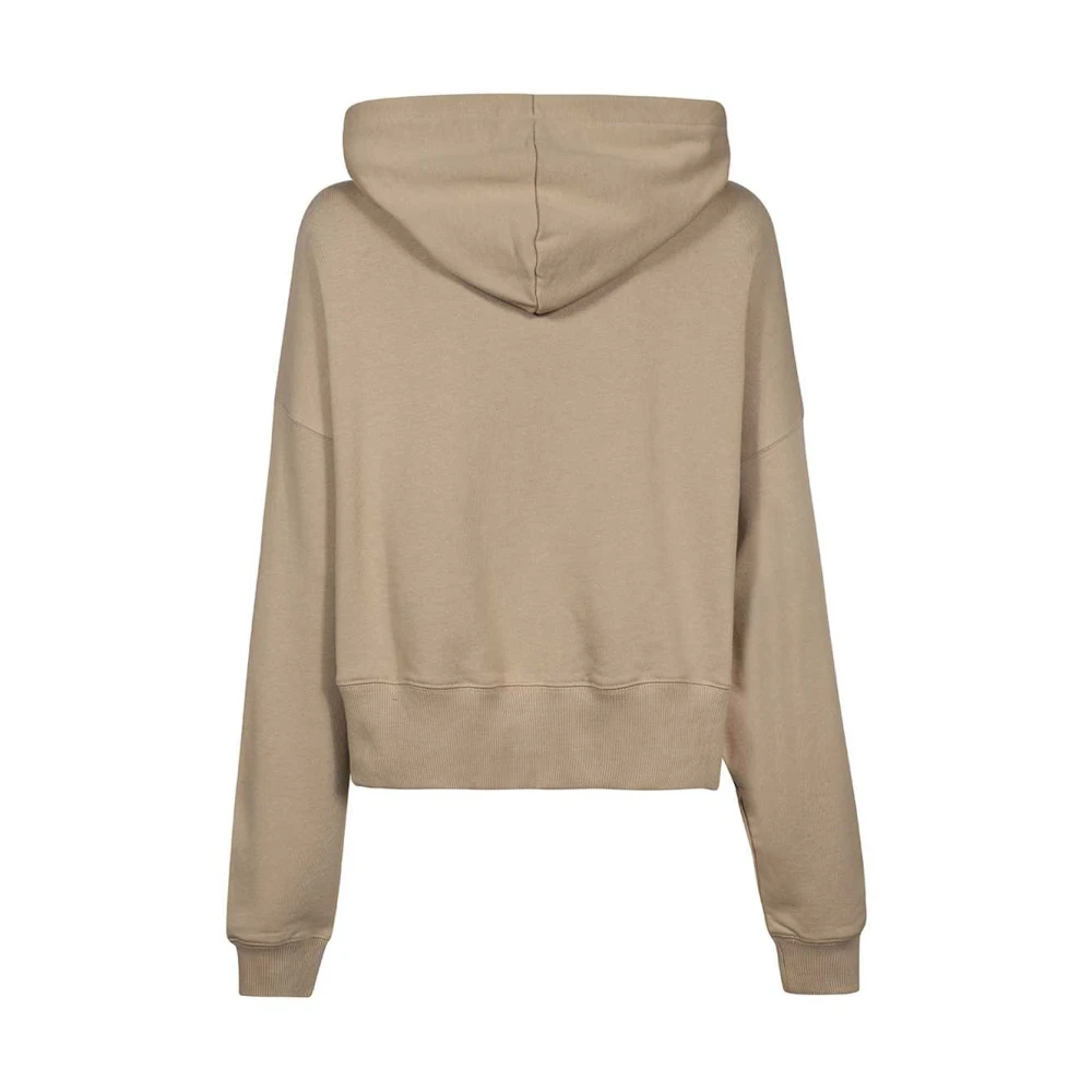 Msgm Katoenen Hoodie met Logo Print Beige Dames