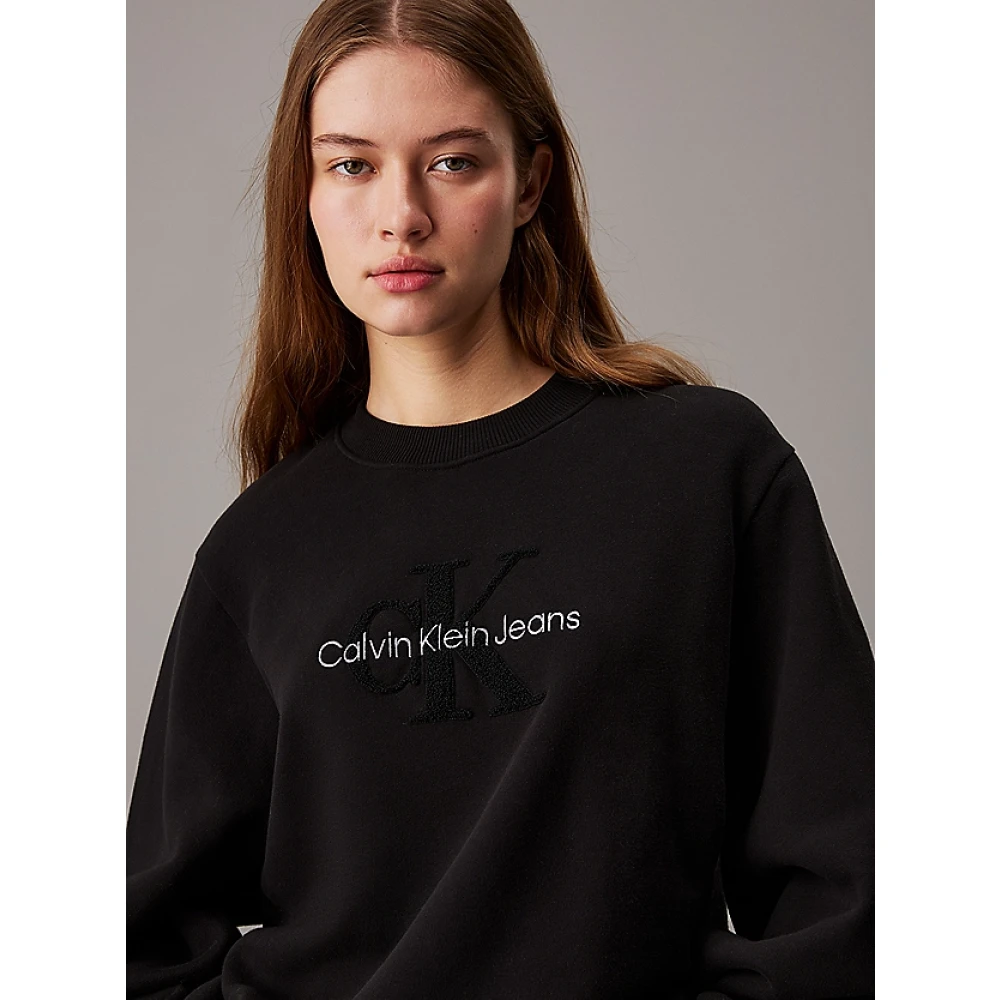 Calvin Klein Jeans Monogram Fleece Sweater Dames Black Dames