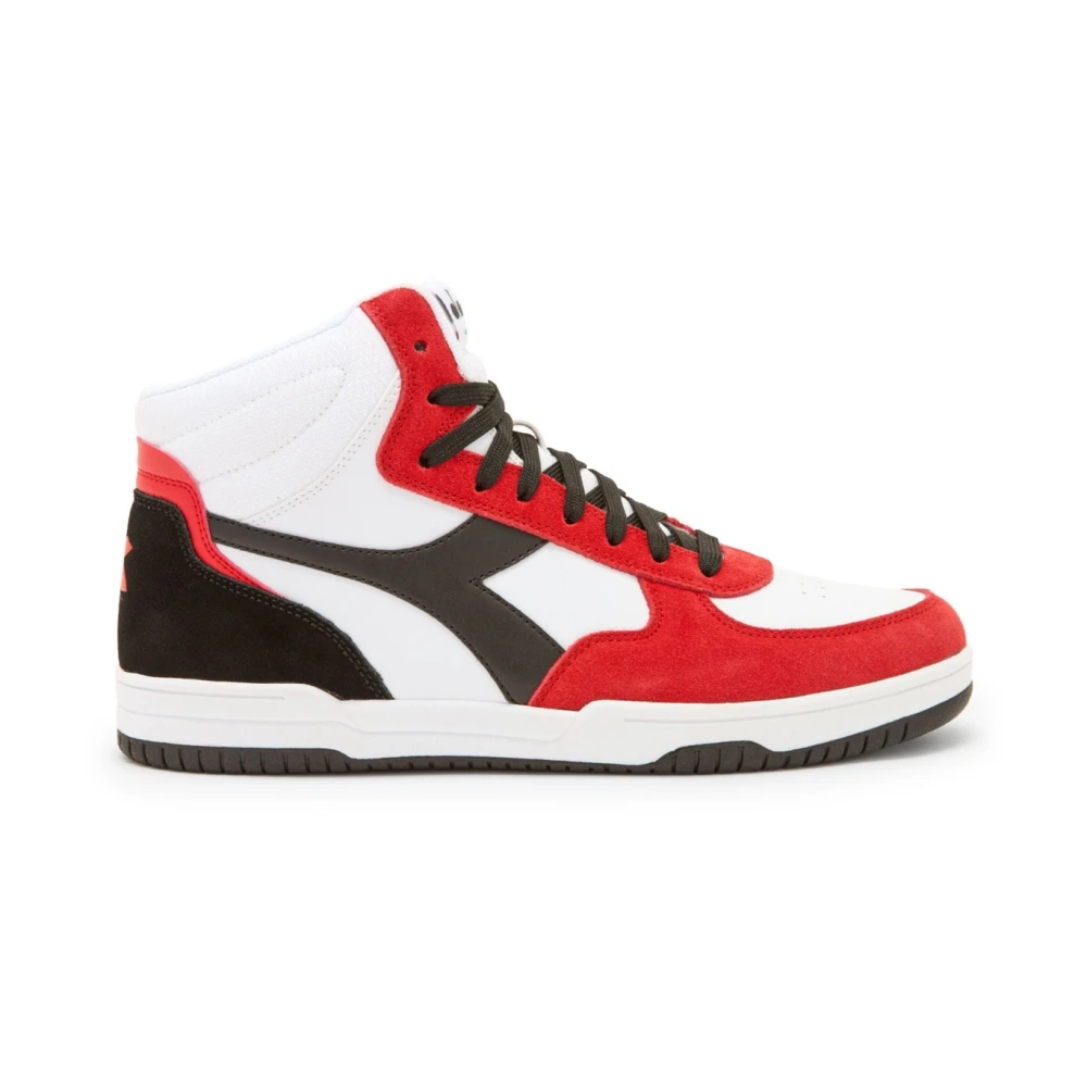 Diadora Men's Multicolor Sneakers, 10 Uk, High Top Trainers White/Red/Black