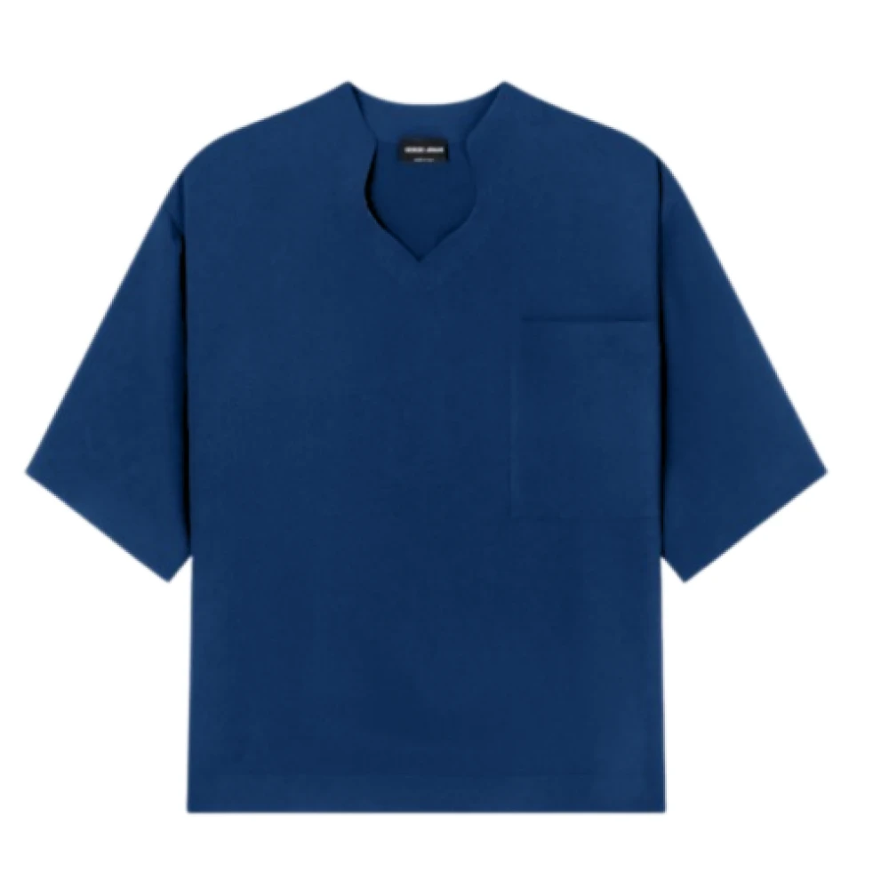 Giorgio Armani Live Cut Neckline Blouse - Female - Blouses - Blue - L - Blouses & Shirts