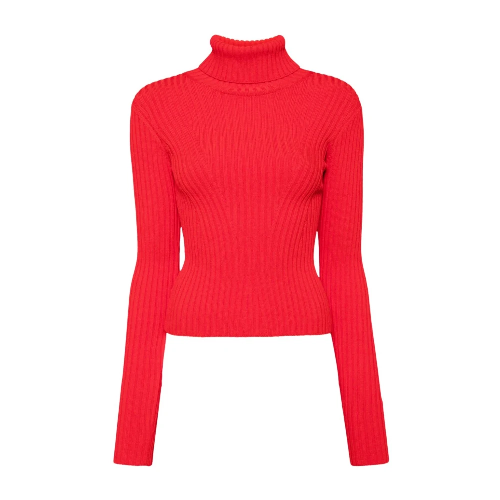 Staud Rode Ribgebreide Rolhals Sweater Red Dames