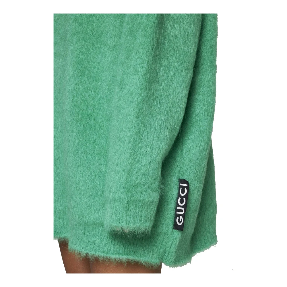 Gucci Mohair-Blend Mini Sweater Jurk Green Dames