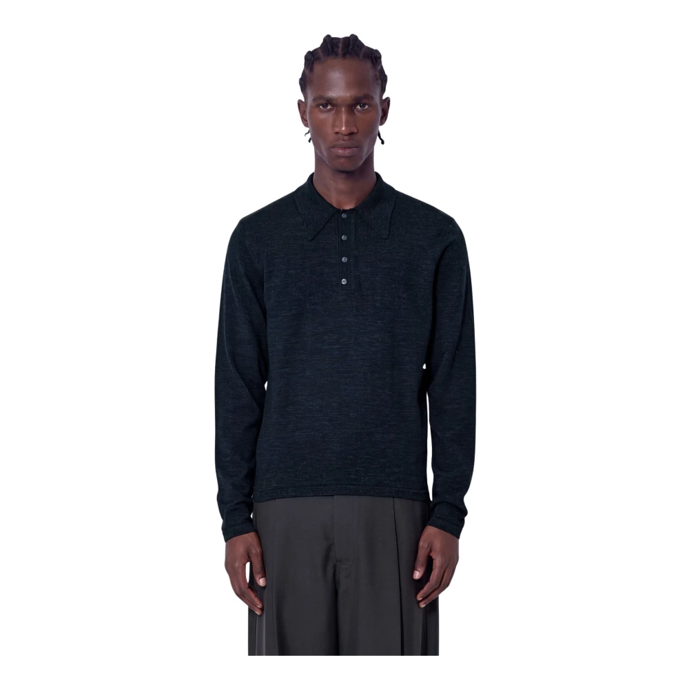Lemaire Knitted Polo Top - Man Polo Shirts Black M - Immagine 3