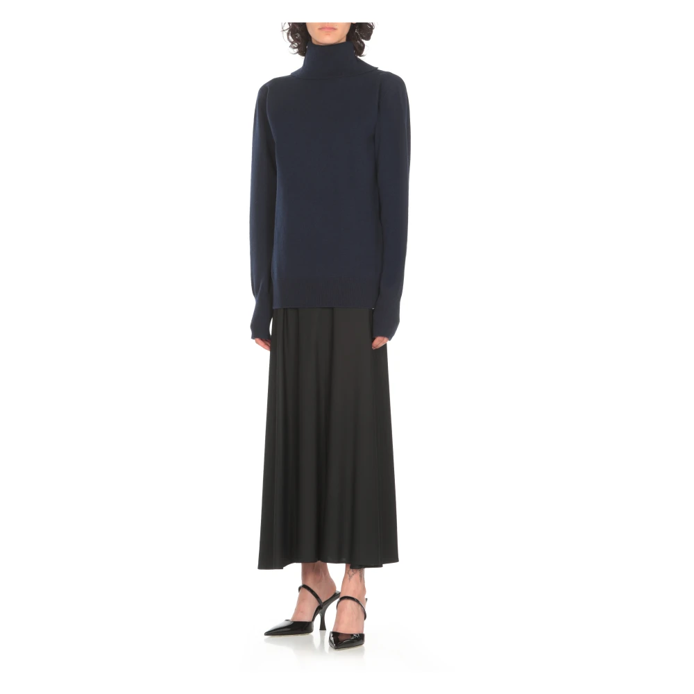 Jil Sander Blauwe Kasjmier Dames Trui Hoge Hals Blue Dames