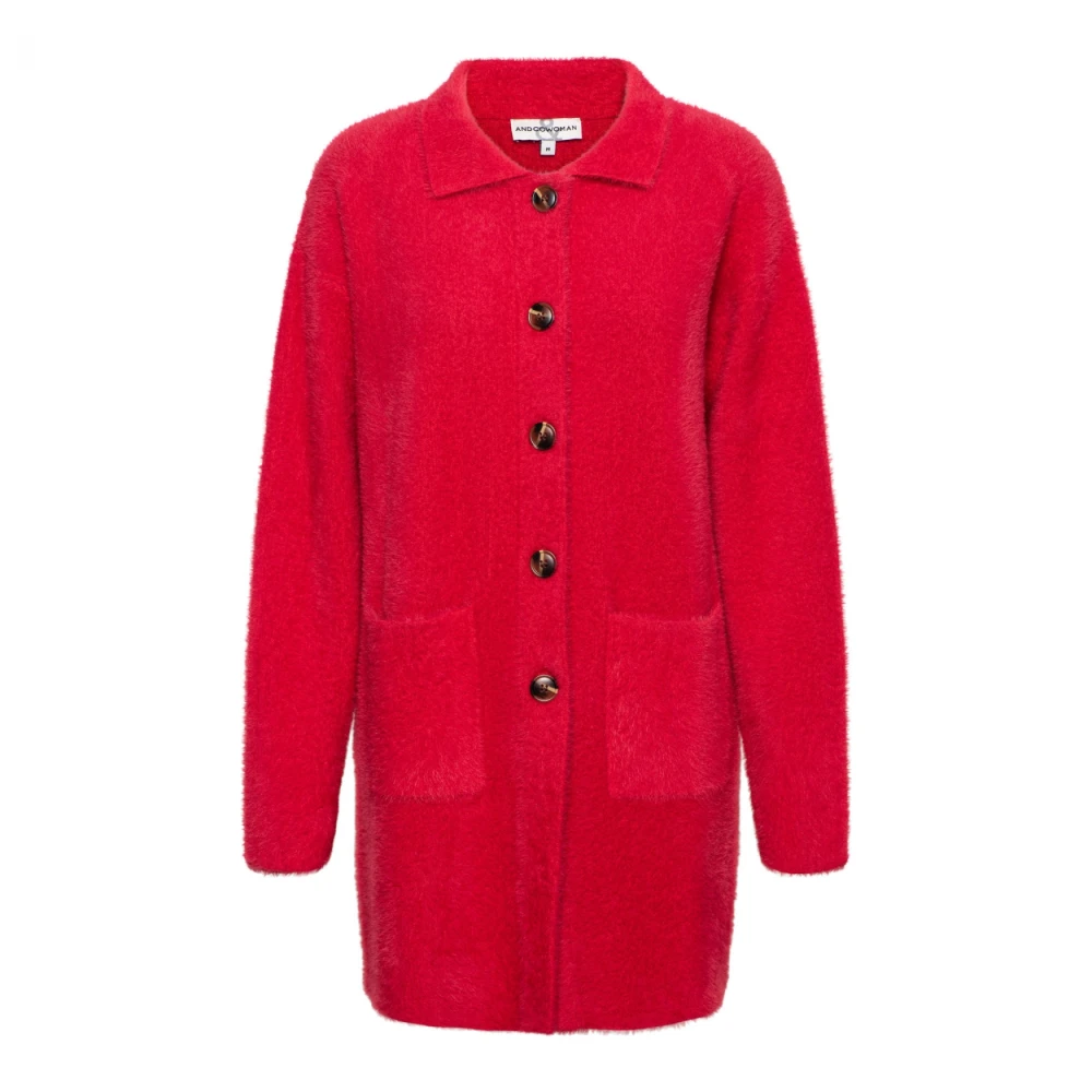 &Co Woman Zacht gebreide cardigan Red Dames