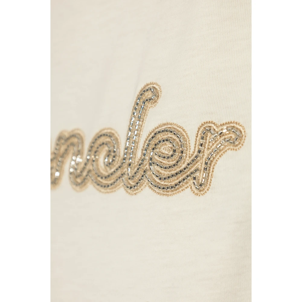 Moncler T-shirt met glinsterende applicaties Beige Dames