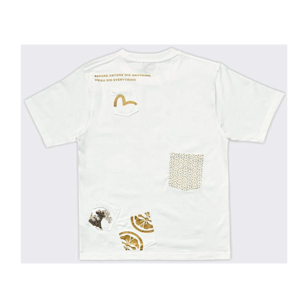 Evisu Meeuwprint Multi-pocket T-shirt Bianca White Heren