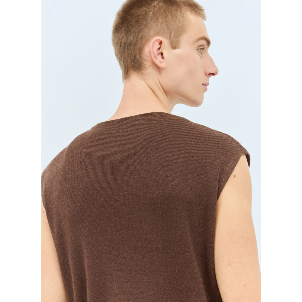 The Row Linnen Zijde Blend Gebreid Vest Brown Heren