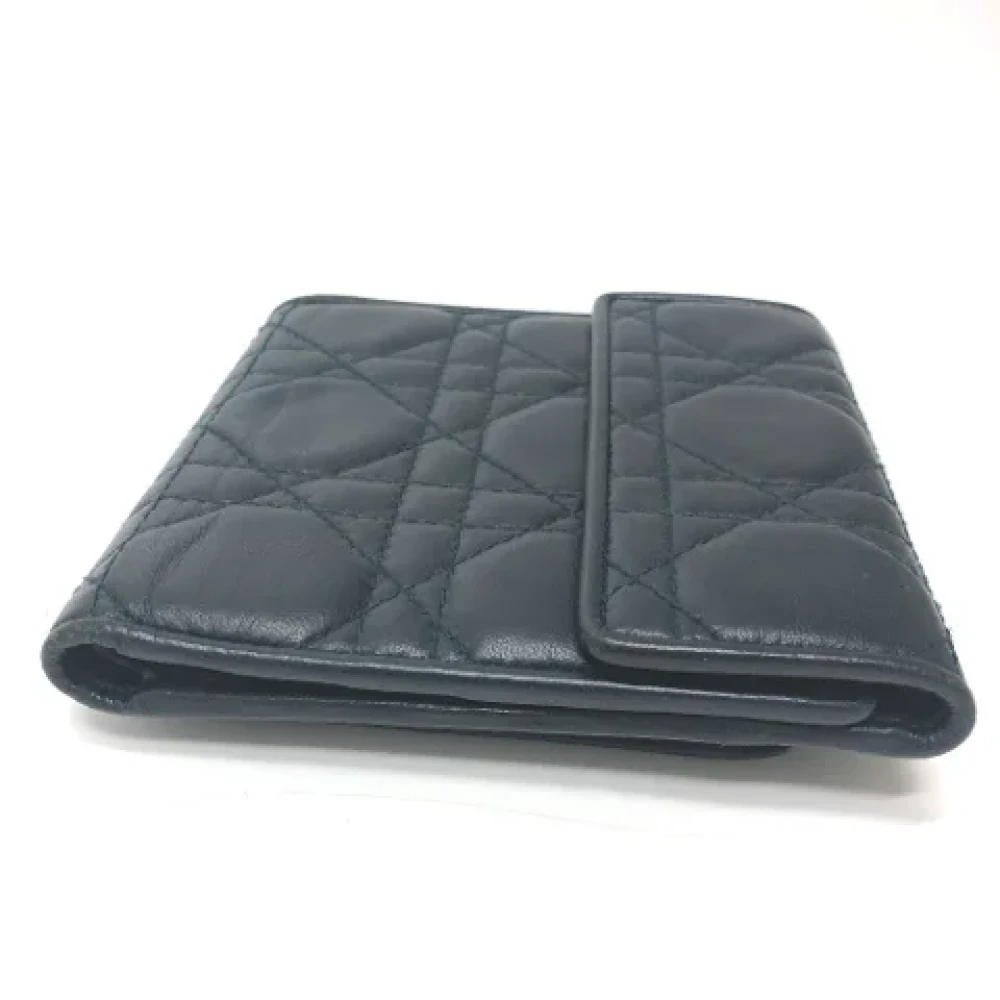 Dior Vintage Pre-owned Leather wallets Blue Dames