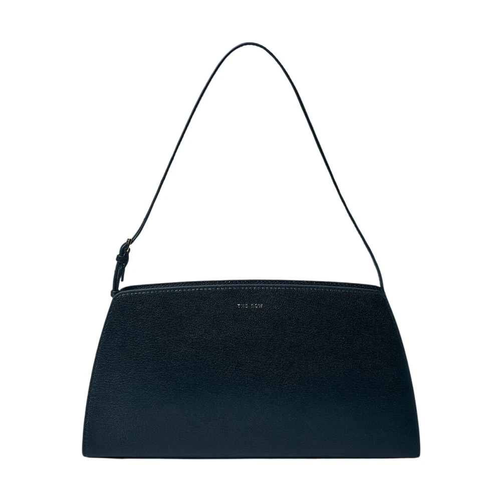 The Row Leren Schoudertas met Logoprint Black Dames