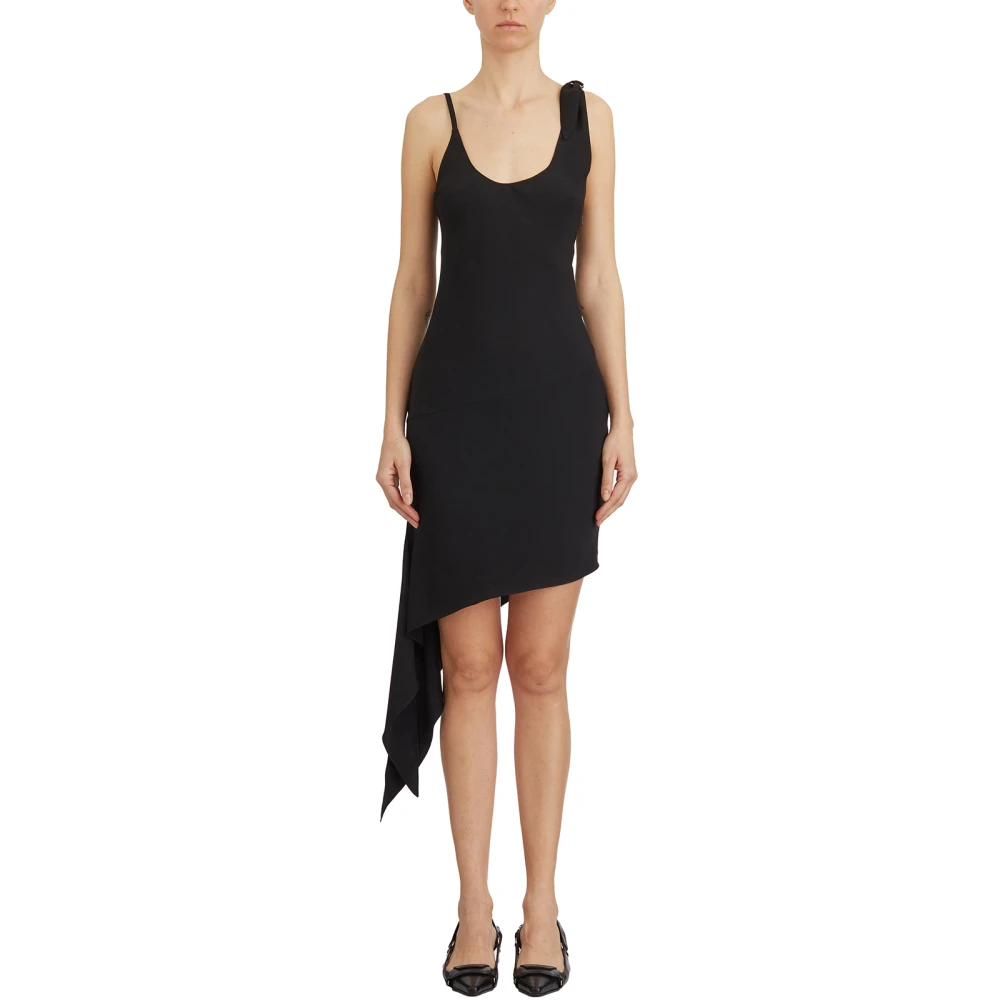 Courrèges Crepe Knoop Jurk Black Dames