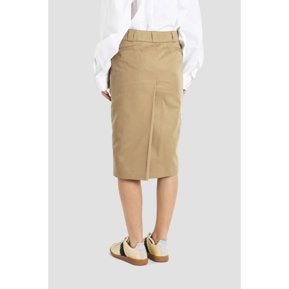 Maison Margiela Beige Straight Cut Pencil Skirt Beige Dames