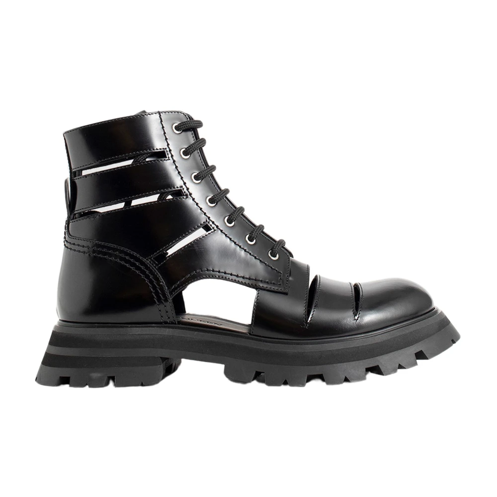Alexander Mcqueen Women's Black Lace-Up Boots, 5 Uk, Wander Lace-Up Boots