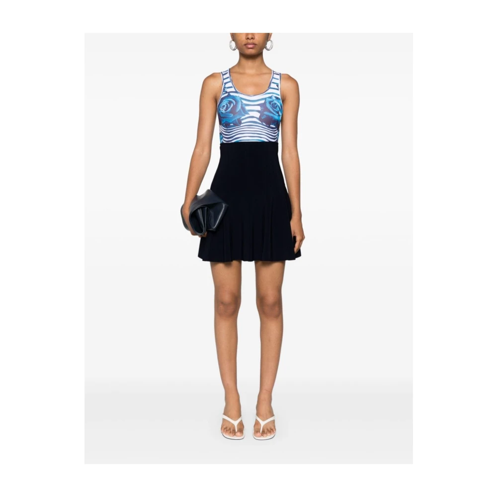 Norma Kamali Navy Blue Stretch-Jersey Rok Blue Dames