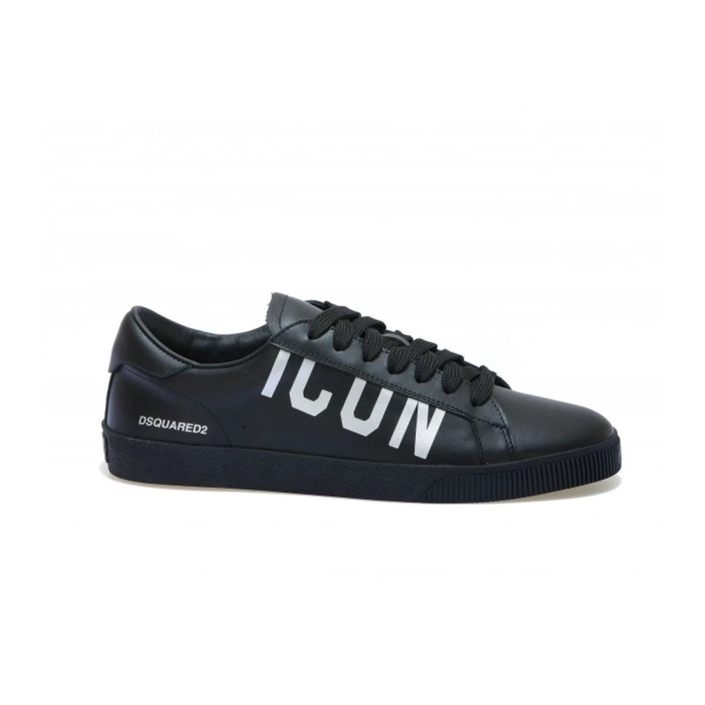 Dsquared2 Leren sneakers met zijlogo detail Black Heren