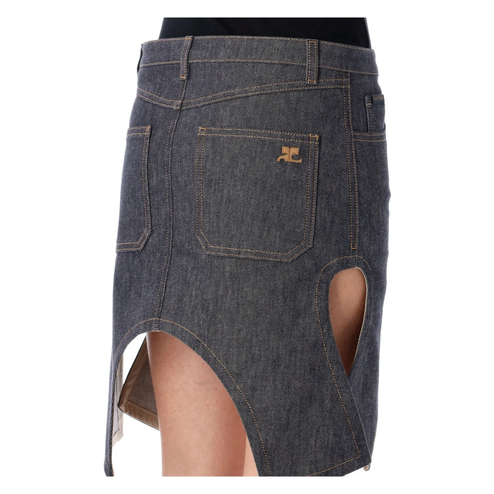 Courrèges Donkergrijze Mini Denim Rok Blue Dames