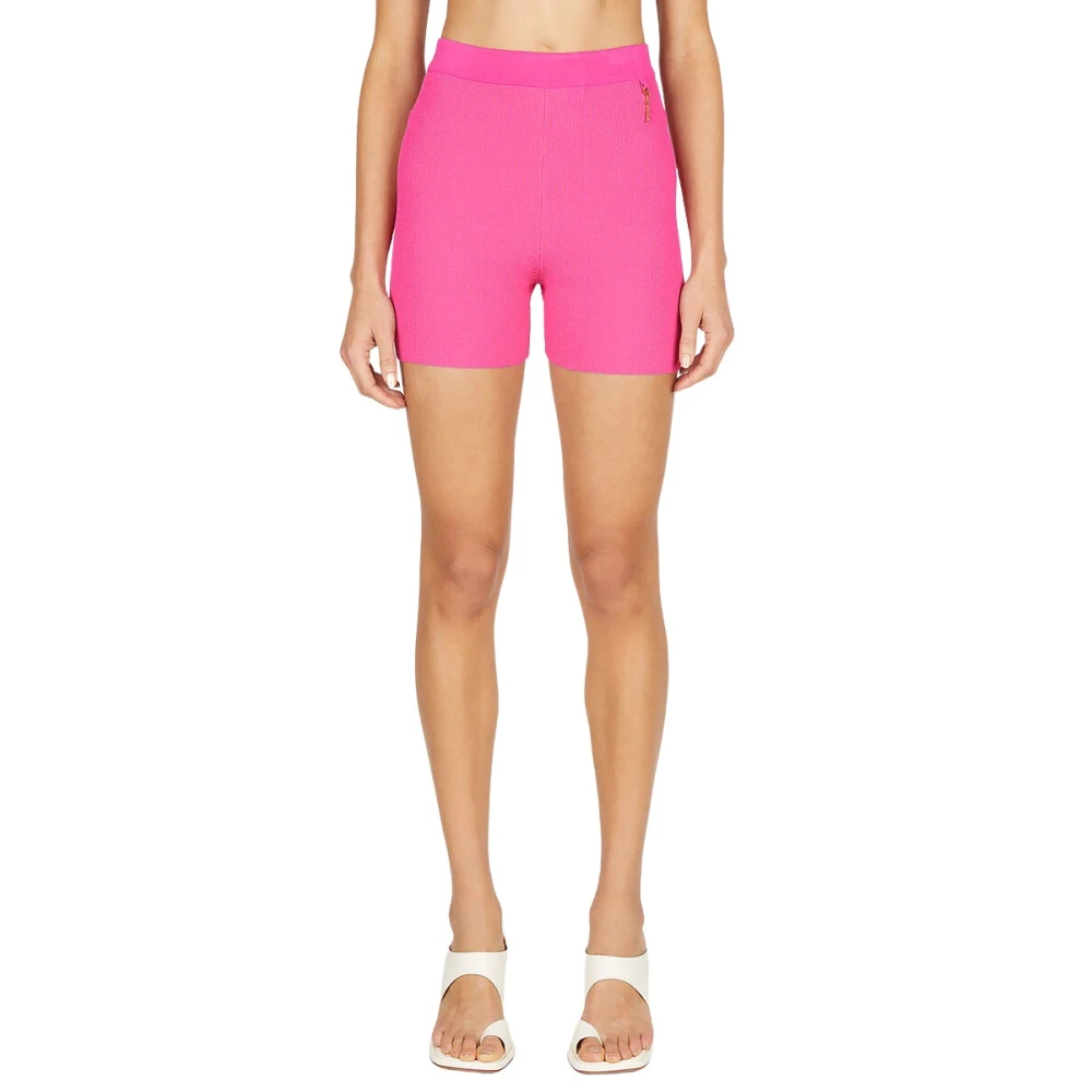 Jacquemus Pink Ribbed Knit Shorts - Female - Short Shorts - Xs - Shorts