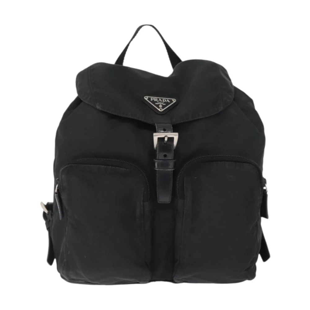 Prada Vintage Unisex Black Pre-Owned Vintage Nylon Backpack