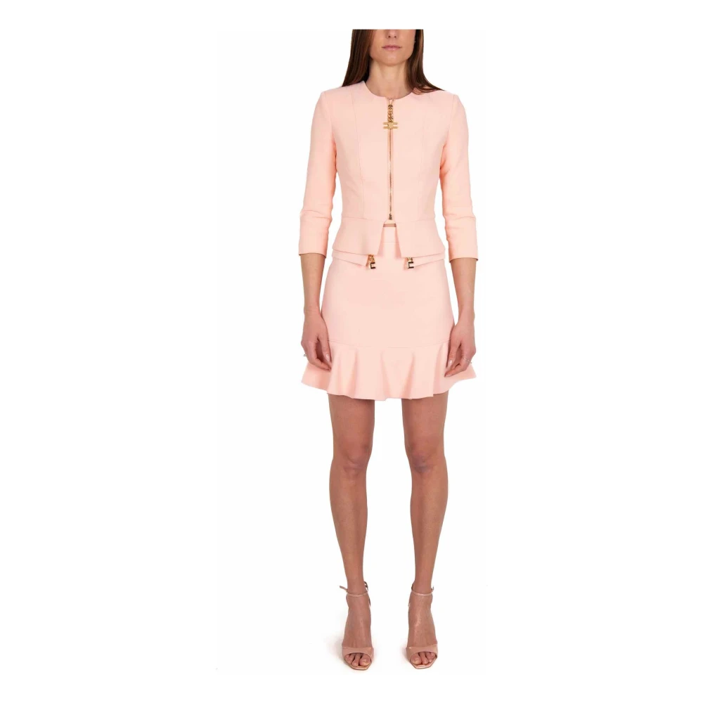 Elisabetta Franchi Korte roze gerimpelde minirok Pink Dames