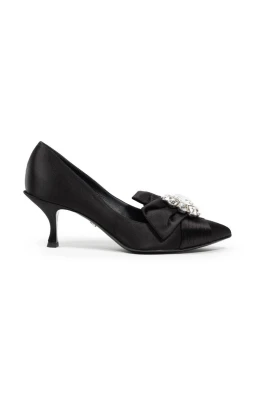 Svart Satin Juvel Båge Pumps
