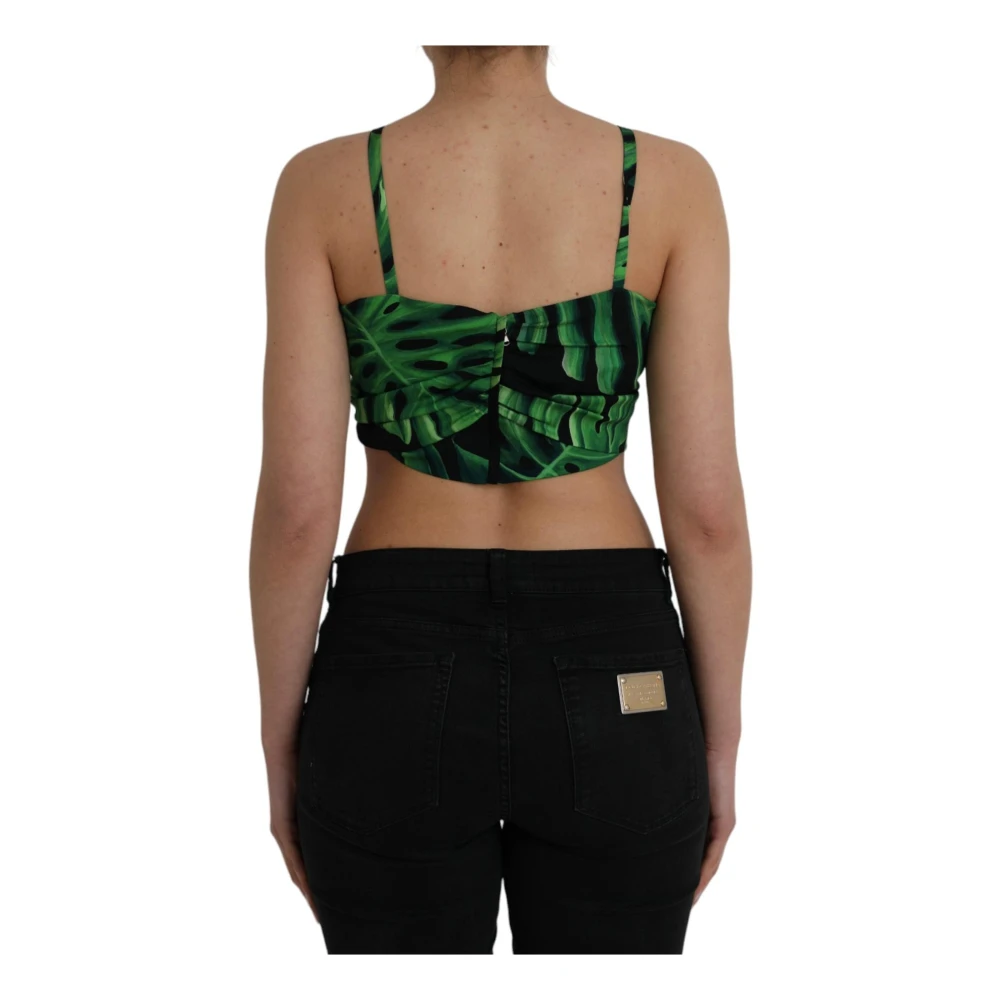 Dolce & Gabbana Bladprint Halter Crop Top Multicolor Dames