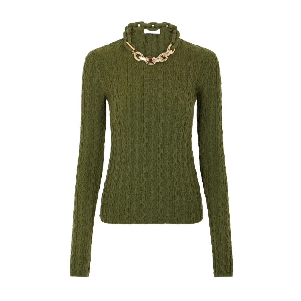 Rabanne Women's Green Turtlenecks, M, Soft Wool Cashmere Jumper