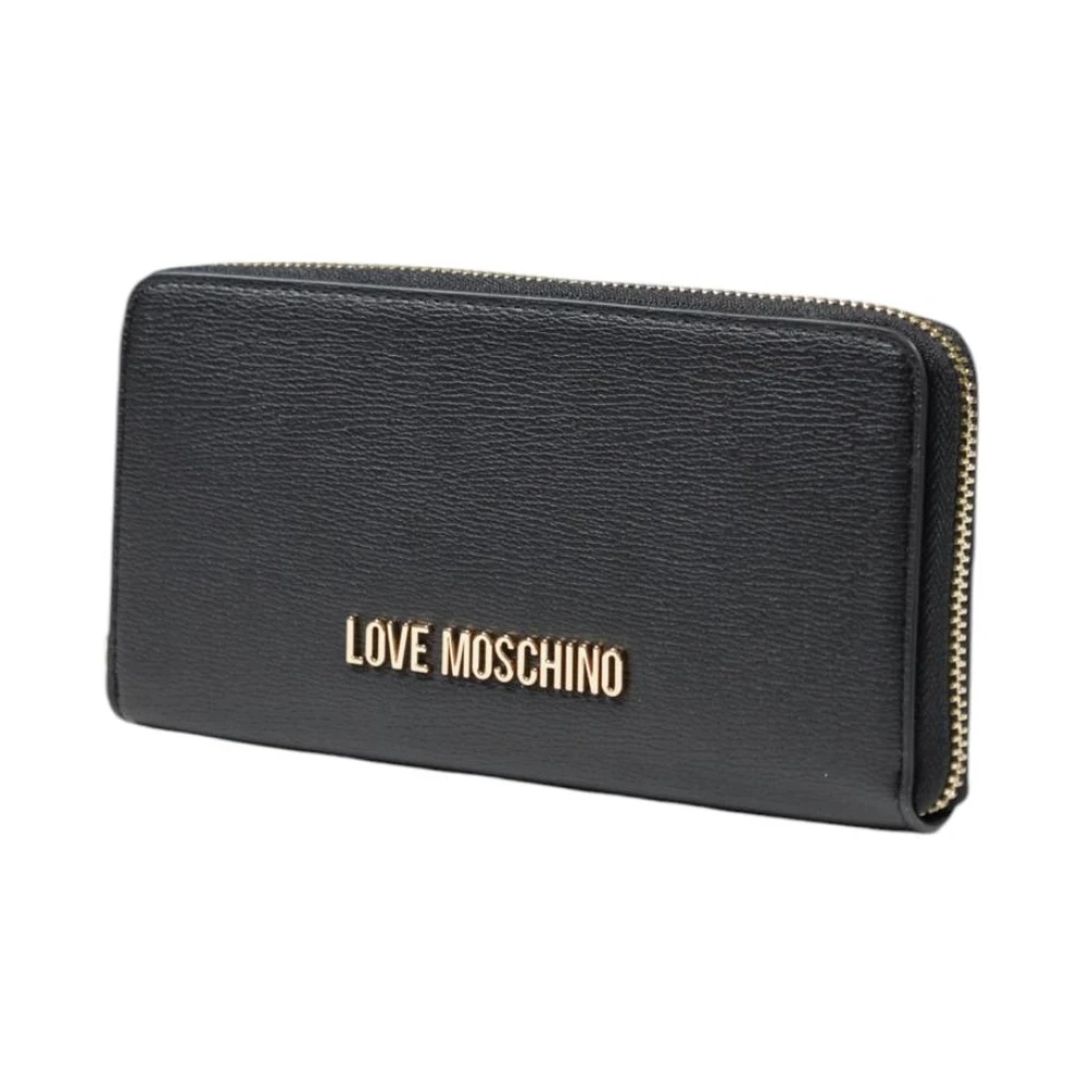 Love Moschino Stijlvolle Portemonnee met Rits en Zakken Black Dames