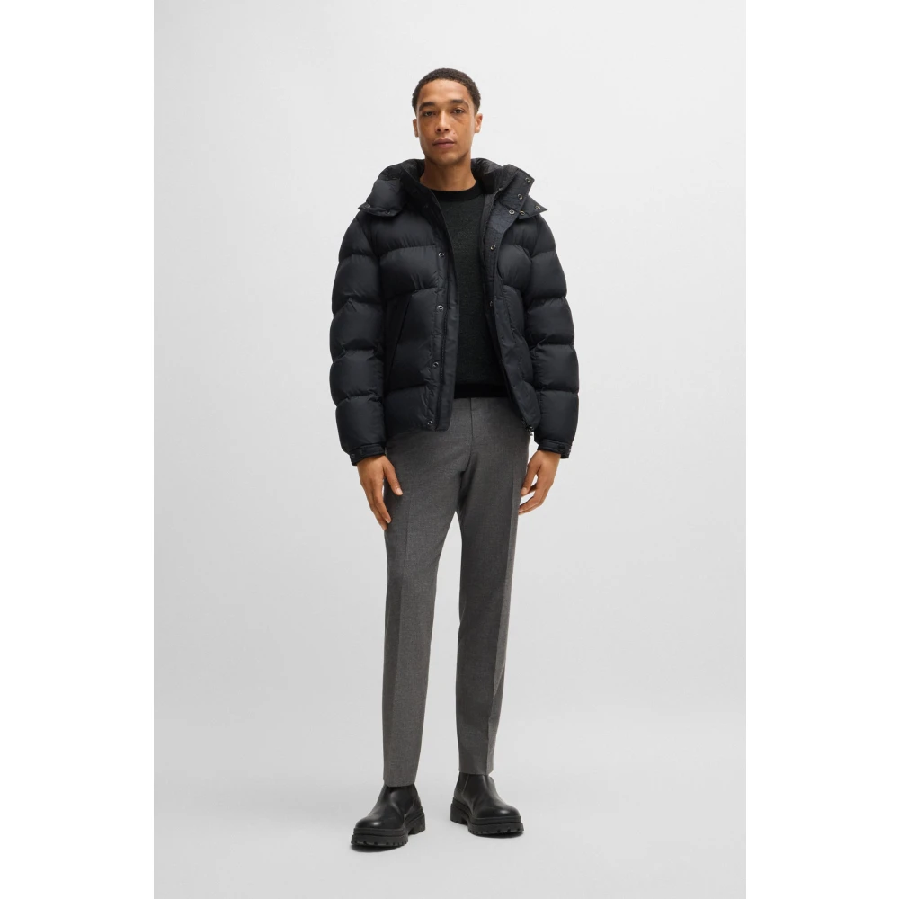 Hugo Boss Zwart Jacquard Gebreide Trui Black Heren