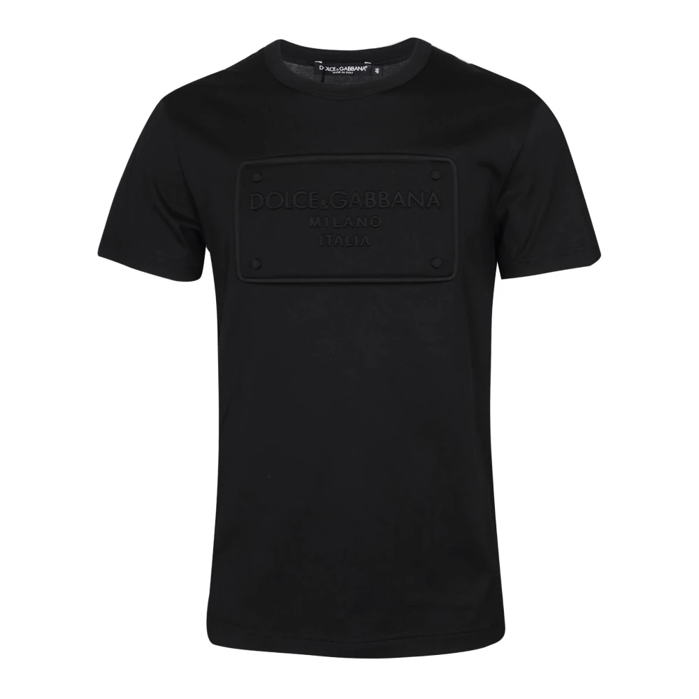 Dolce & Gabbana Zwart Katoenen T-Shirt met DG Borduurwerk Patch Black Heren