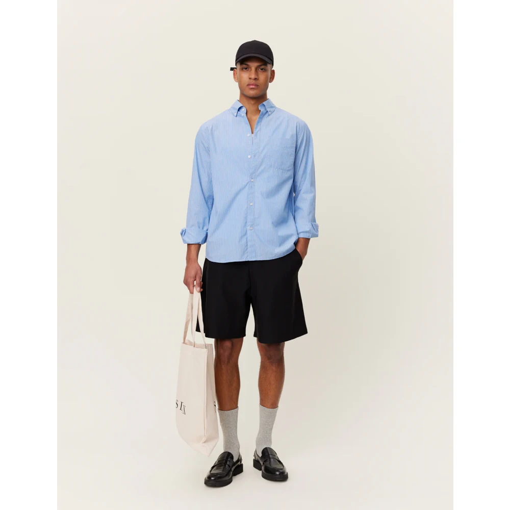 Les Deux Kent Poplin Gestreept Overhemd Blue Heren
