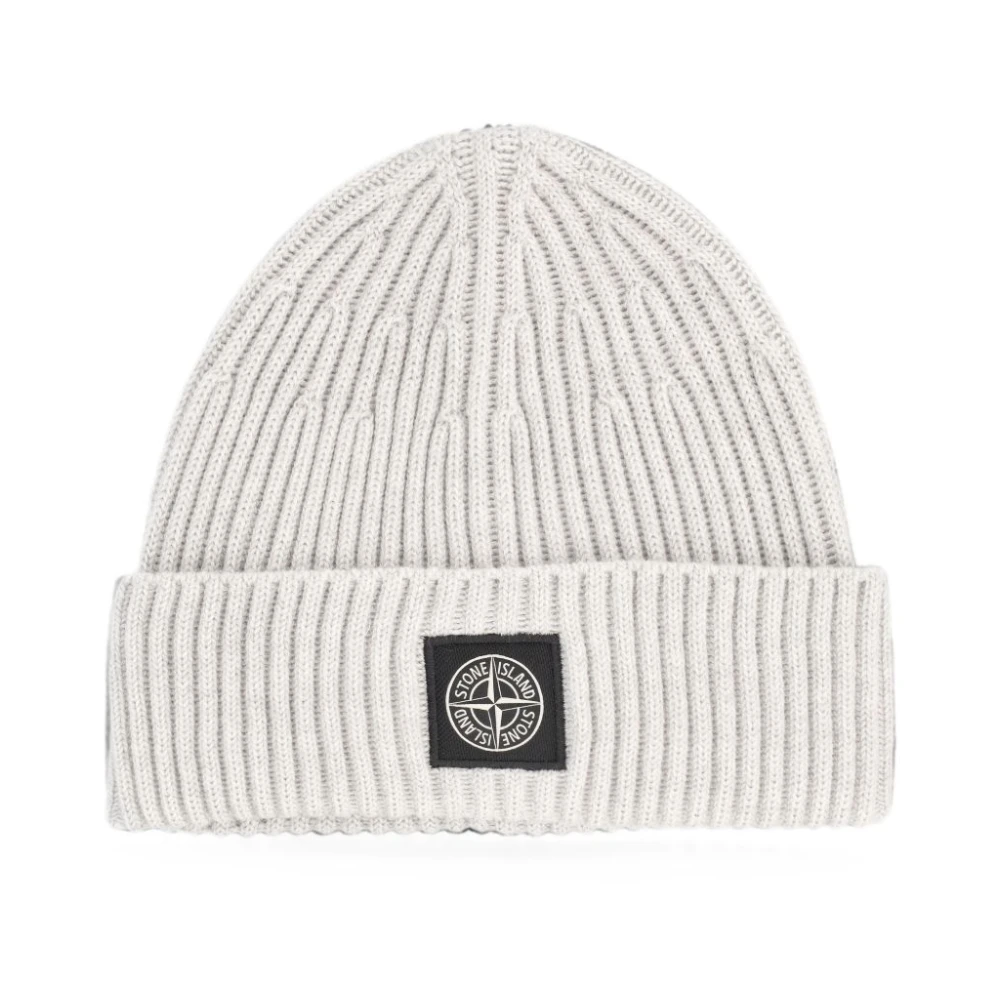 Stone Island Full Rib Wool Beanie - Male - Accessories - Gray - One Size - Accessories