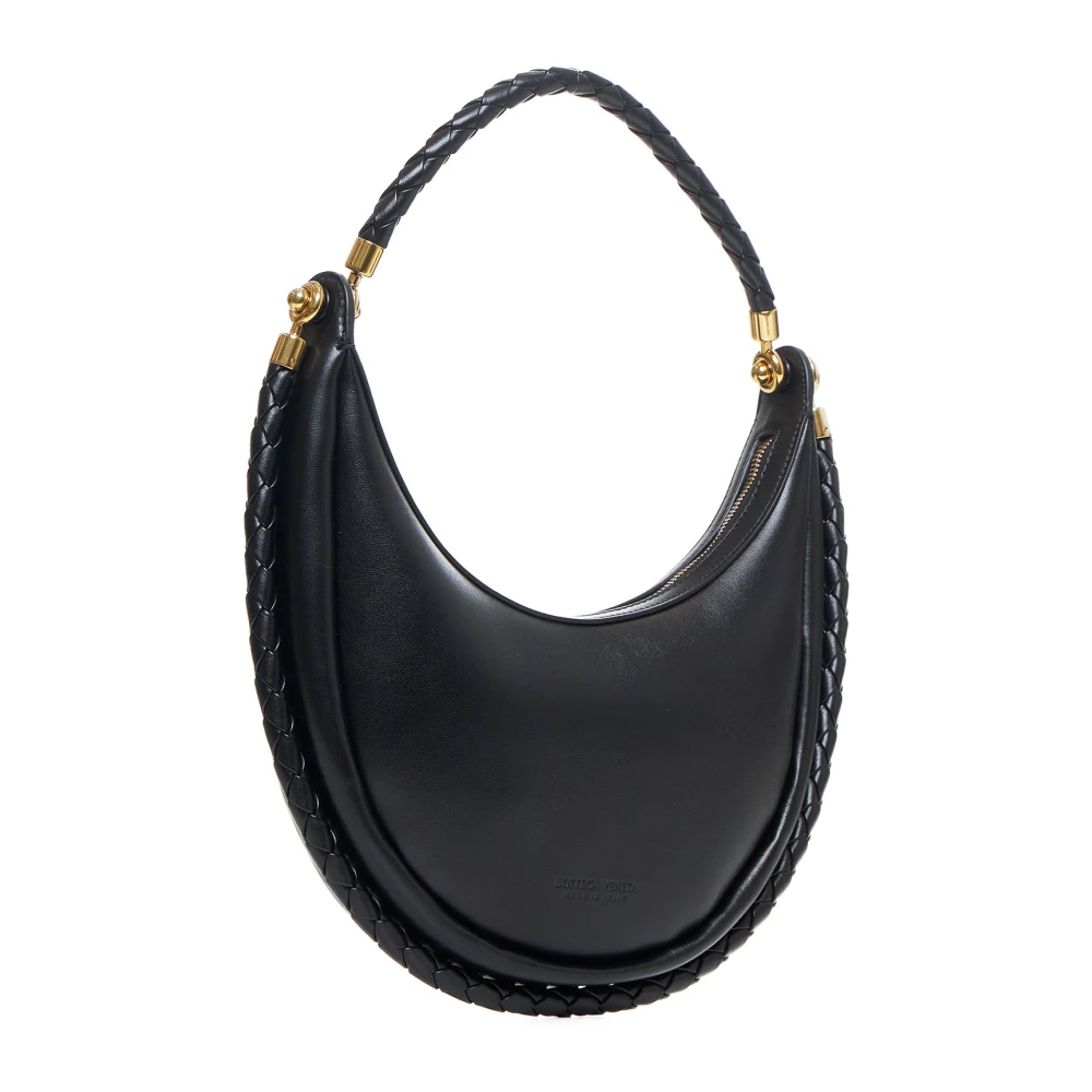 Bottega Veneta Intreccio Leren Hobo Tas Black Dames