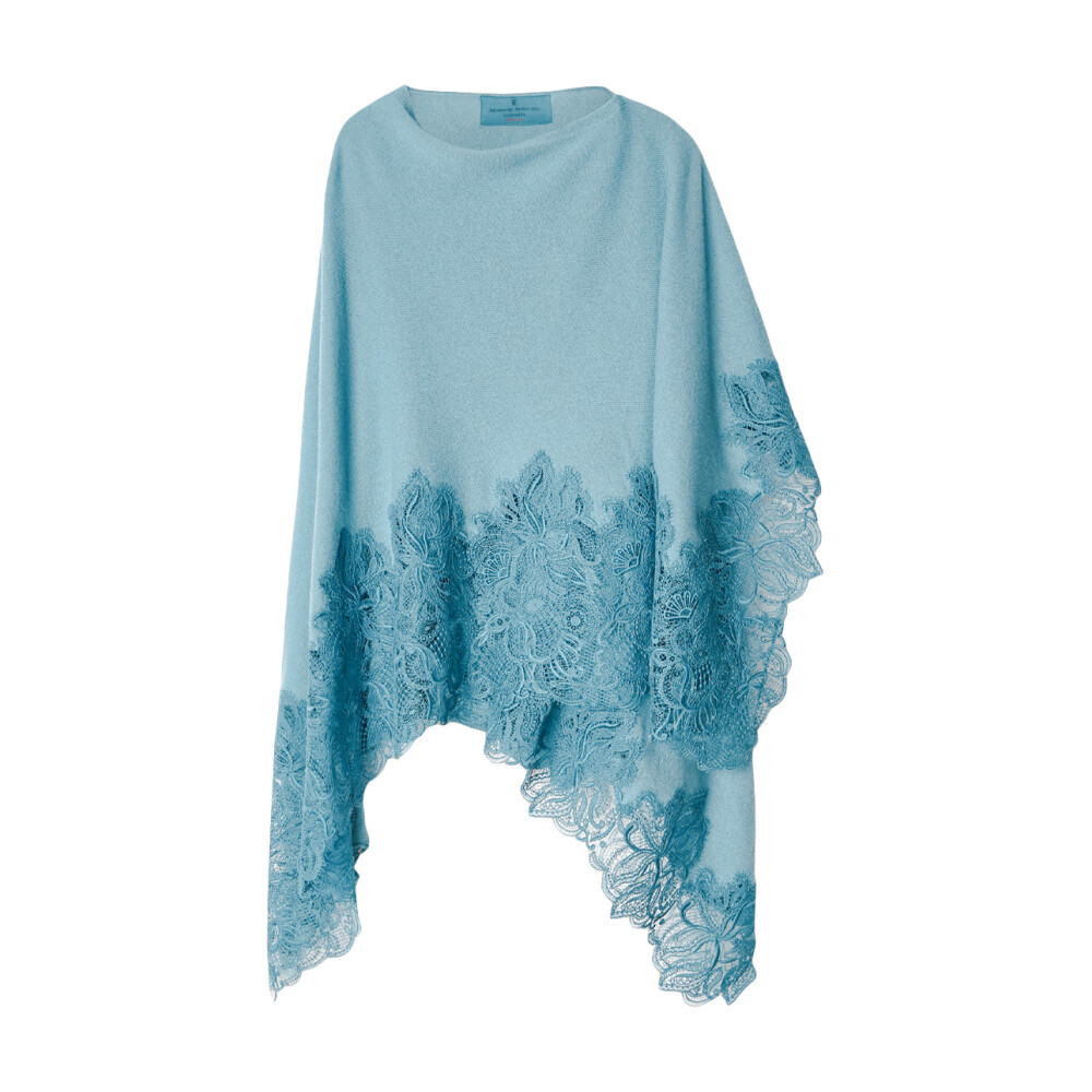 Blue Cashmere Lace Cape Scarf | Ermanno Scervino | Ponchos | Miinto