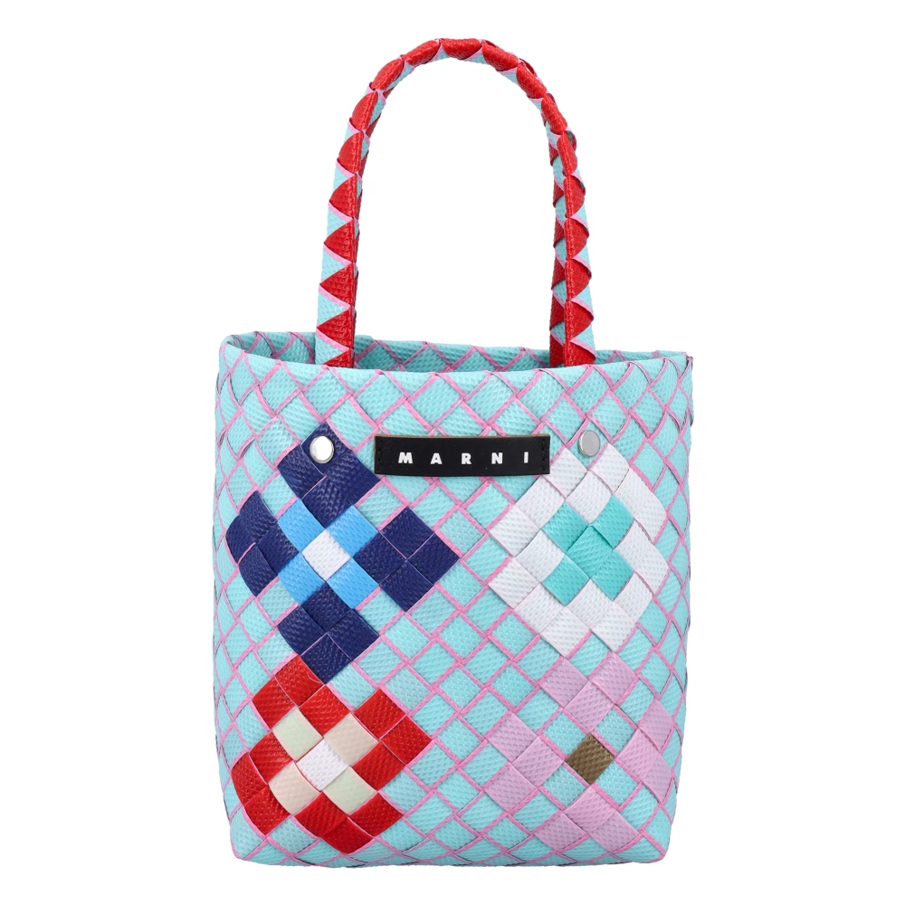Marni Turquoise Geweven Micro Mand Tas Blue Dames
