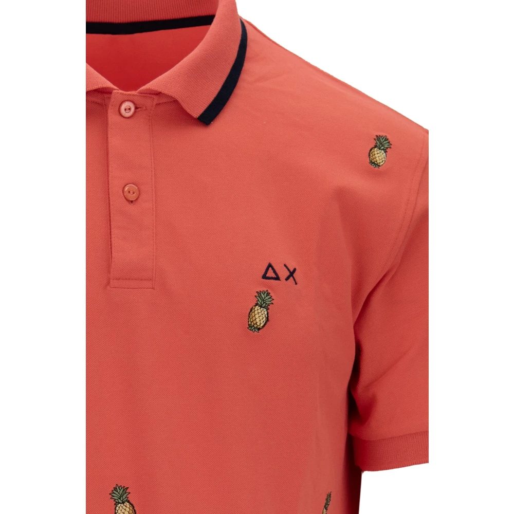 Sun68 Heren Ananas Polo Shirt Red Heren