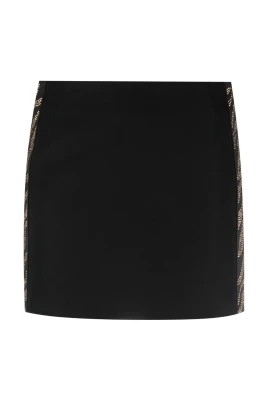 Svart Mini Kjol Polyester Elastan