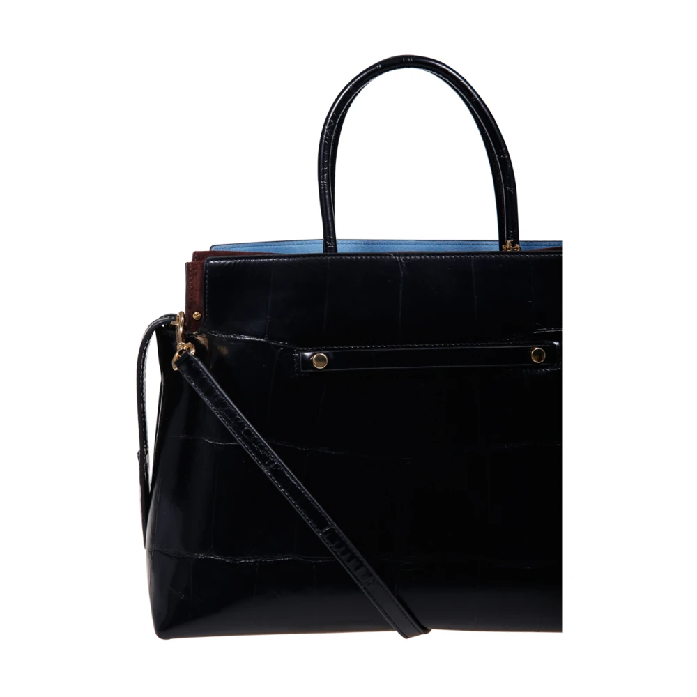 TORY BURCH Geëtste Croc Grote Satchel in Zwart Black Dames