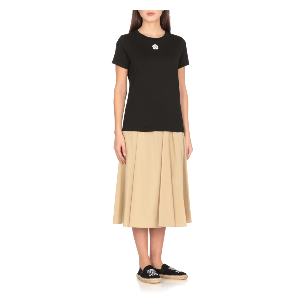 Kenzo Zwarte Bloemenpatch T-shirt Black Dames