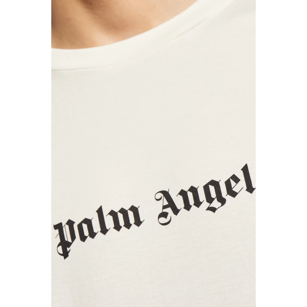 Palm Angels T-shirt met logo Beige Heren