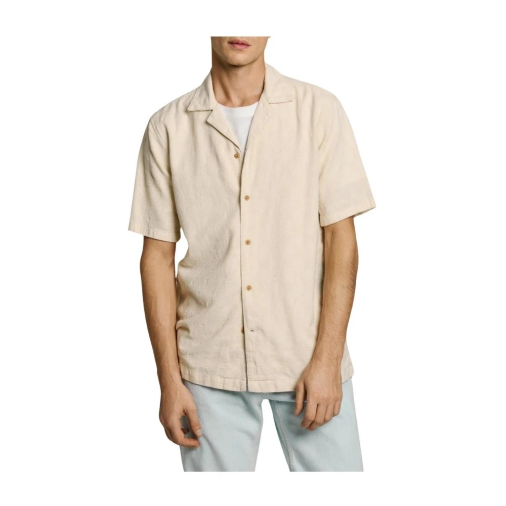 Pepe Jeans Men's Beige Short Sleeve Shirt Ansel - Short Sleeve Shirts - L - Shirts