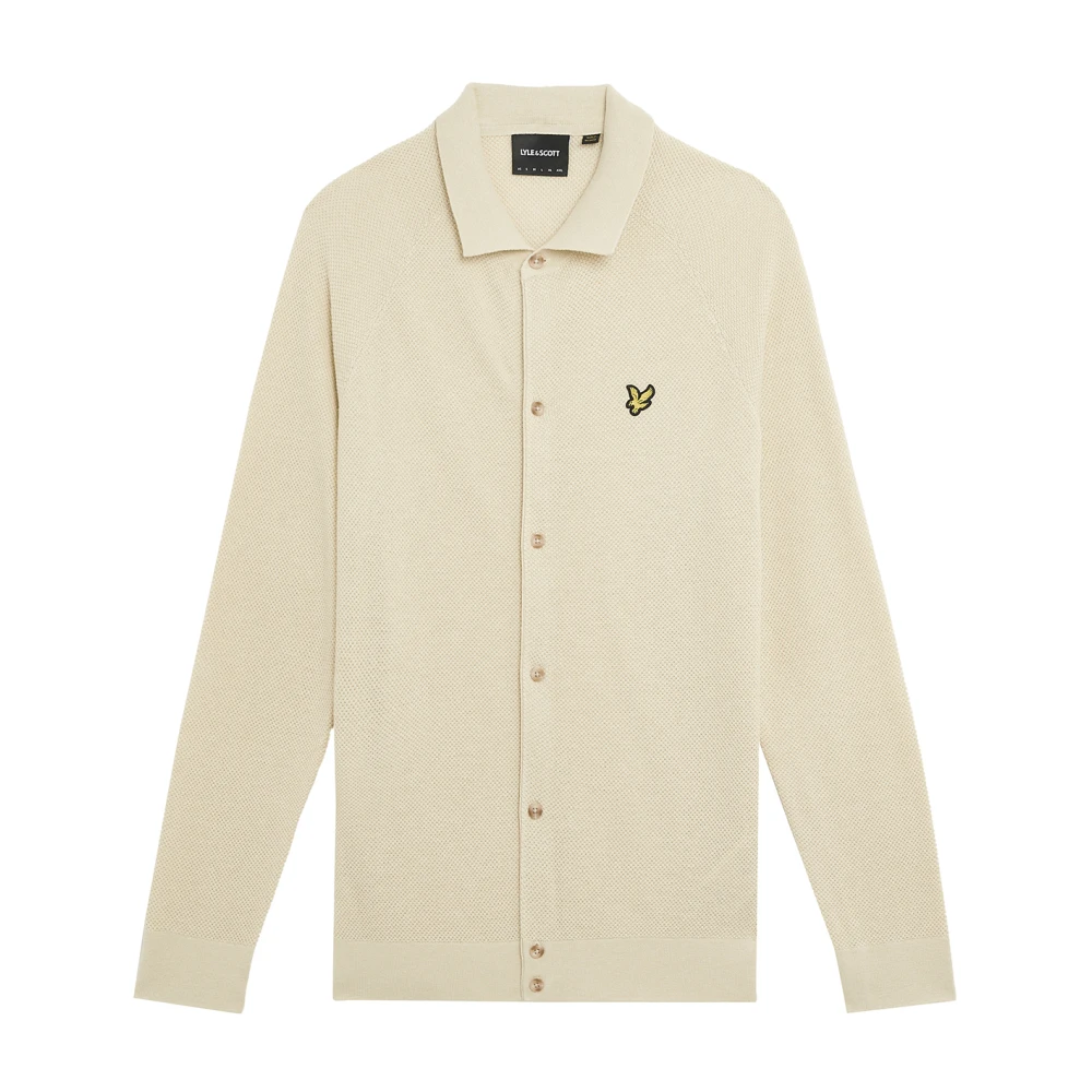 Lyle & Scott Mid Knits Linneblandad Stickad Skjorta Beige, Herr