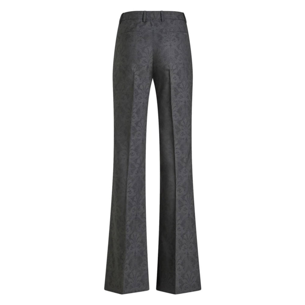 ETRO Grijze Jacquard Flared Broek Gray Dames