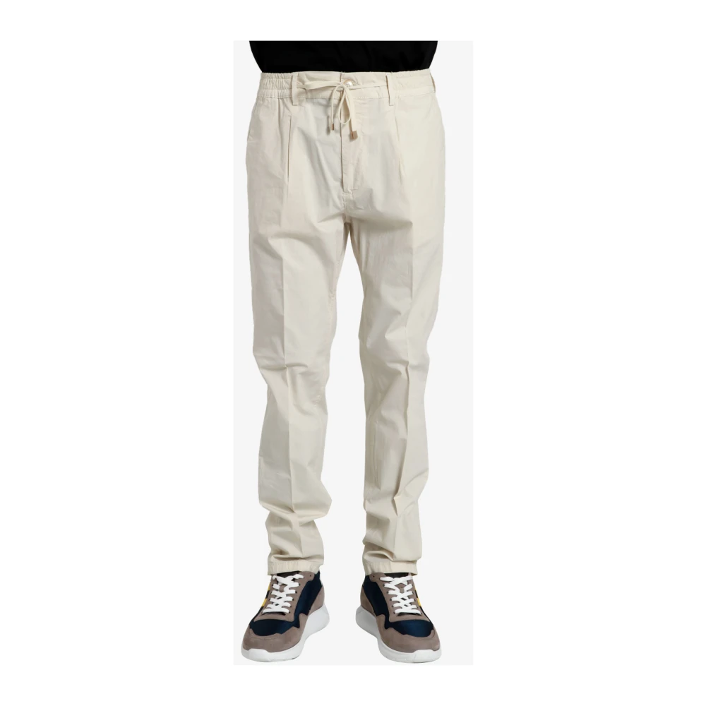Cruna Beige Katoenen Broek met Elastische Tailleband Beige Heren