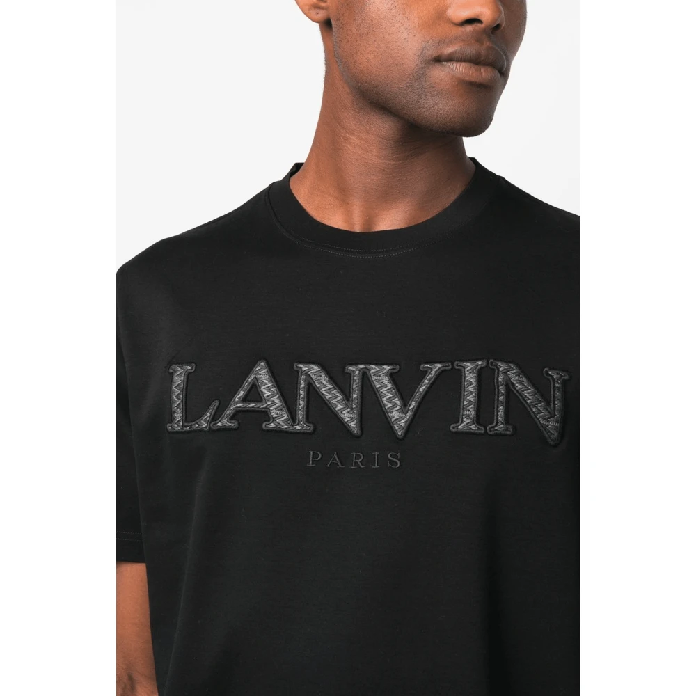 Lanvin Zwart Wit Curb Tee-Shirt Black Heren
