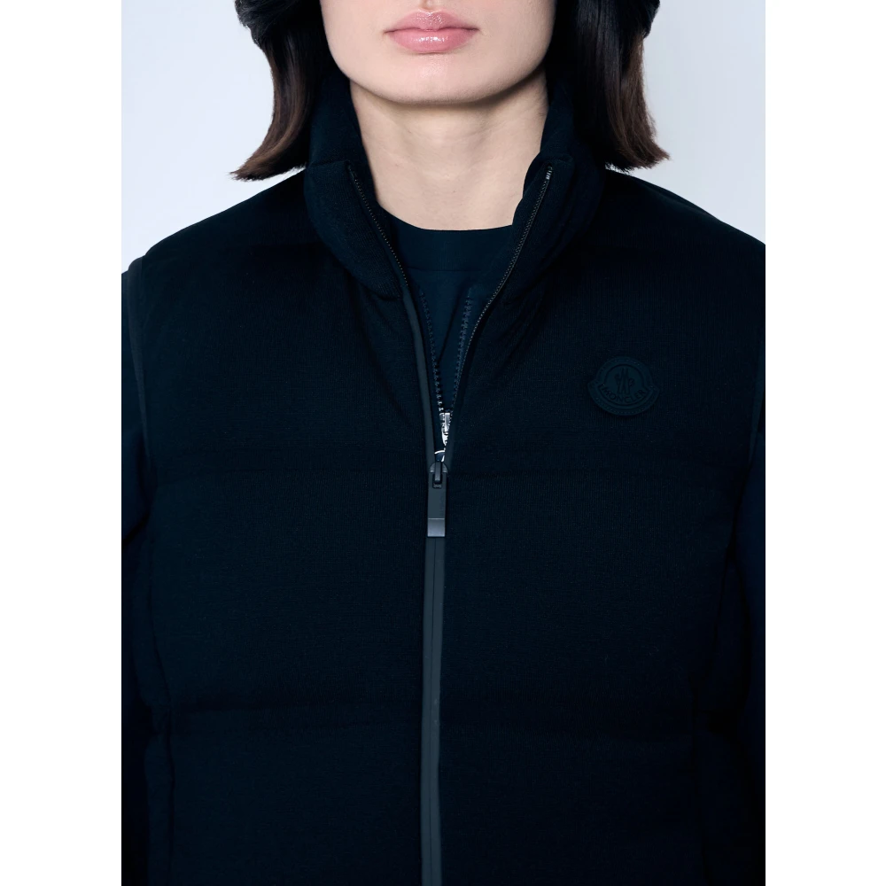 Moncler Gewatteerde Gebreide Vest Black Dames